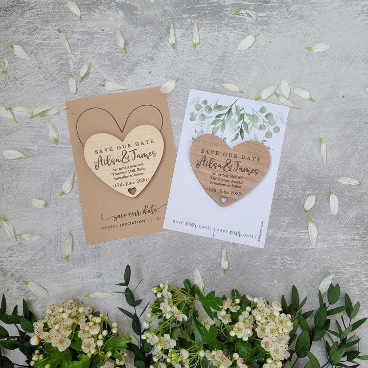 Simple Heart Wooden Save the Date - TilleyTree