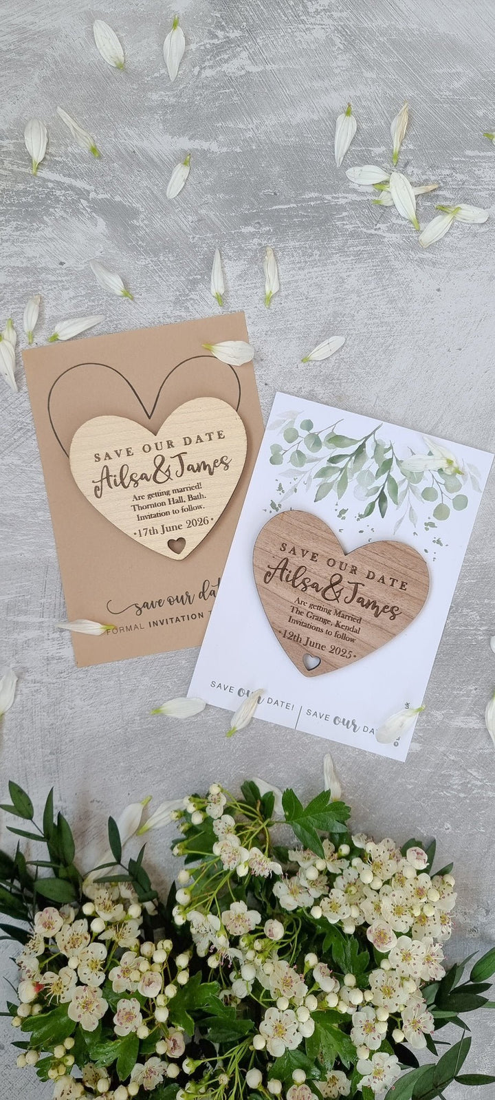 Simple Heart Wooden Save the Date - TilleyTree