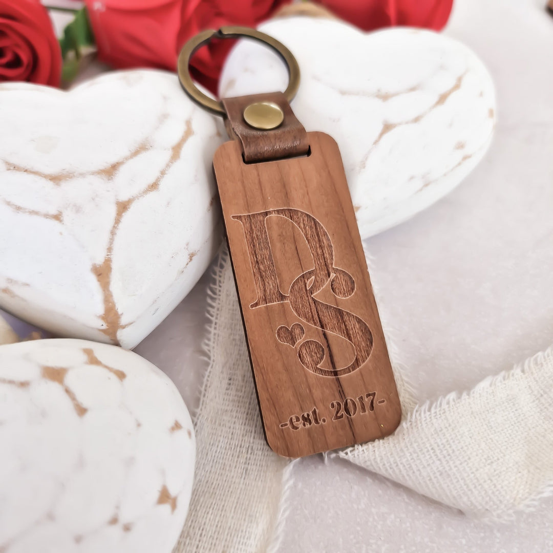 Simple Initials Personalised Keyring - TilleyTree