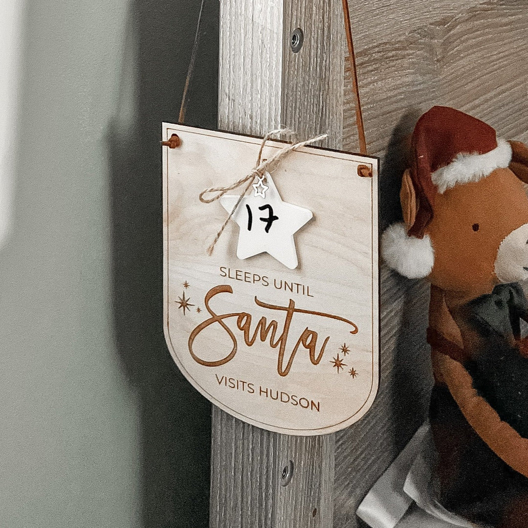 Sleeps Until Santa - Hanging Personalised Sign - TilleyTree