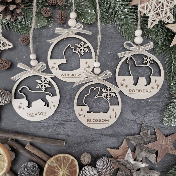 Snowflake Personalised Pet Christmas Ornament - TilleyTree