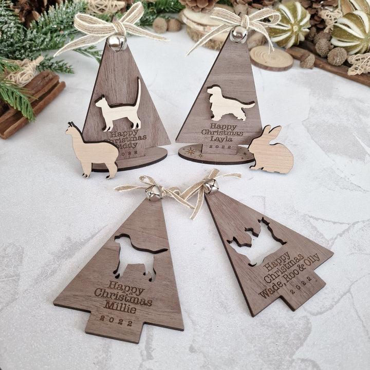 Standing Tree Personalised Cat & All Pets Christmas Ornament - TilleyTree