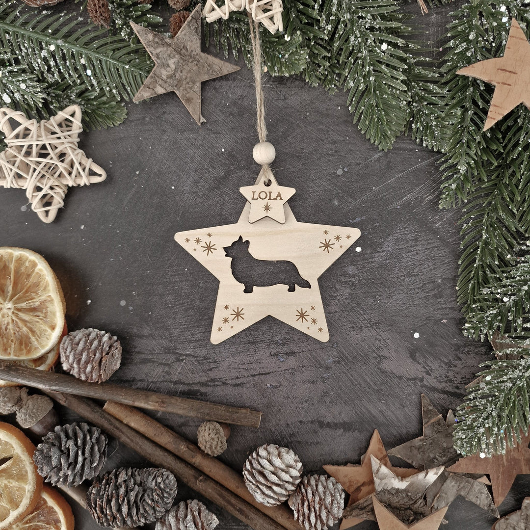 Star Shape Personalised Dog Christmas Ornament - TilleyTree