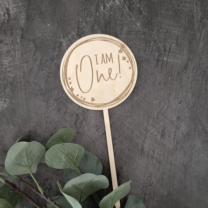 Swirls and Stars Personalised Wooden Cake Topper - TilleyTree