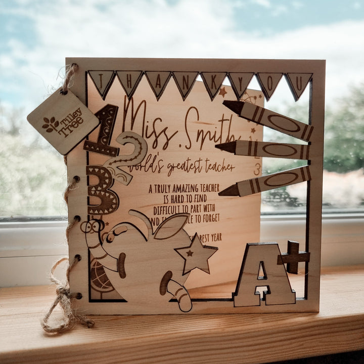 Thank You Teacher - Wooden Card - TilleyTree