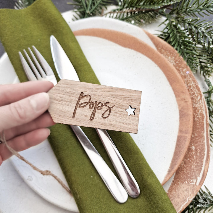 Wooden Christmas Tags | Script Font - TilleyTree