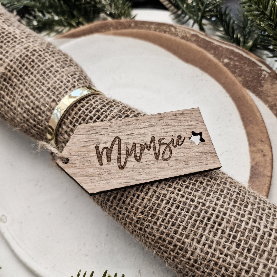 Wooden Christmas Tags | Script Font - TilleyTree
