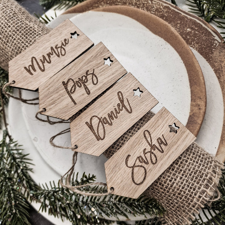 Wooden Christmas Tags | Script Font - TilleyTree