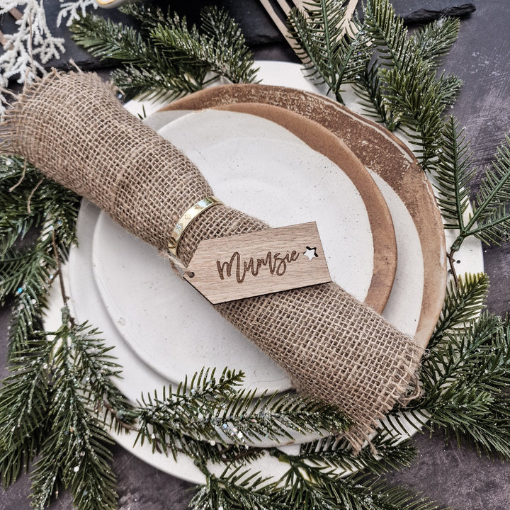 Wooden Christmas Tags | Script Font - TilleyTree