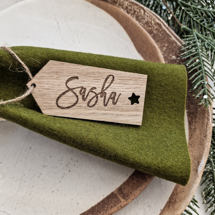 Wooden Christmas Tags | Script Font - TilleyTree