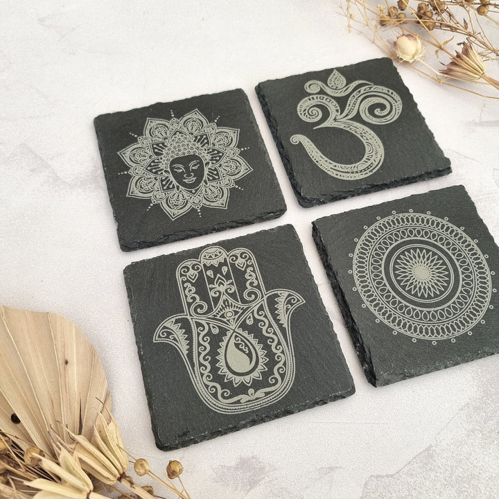 Yoga Meditation Slate Coasters - TilleyTree