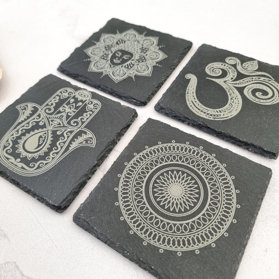 Yoga Meditation Slate Coasters - TilleyTree