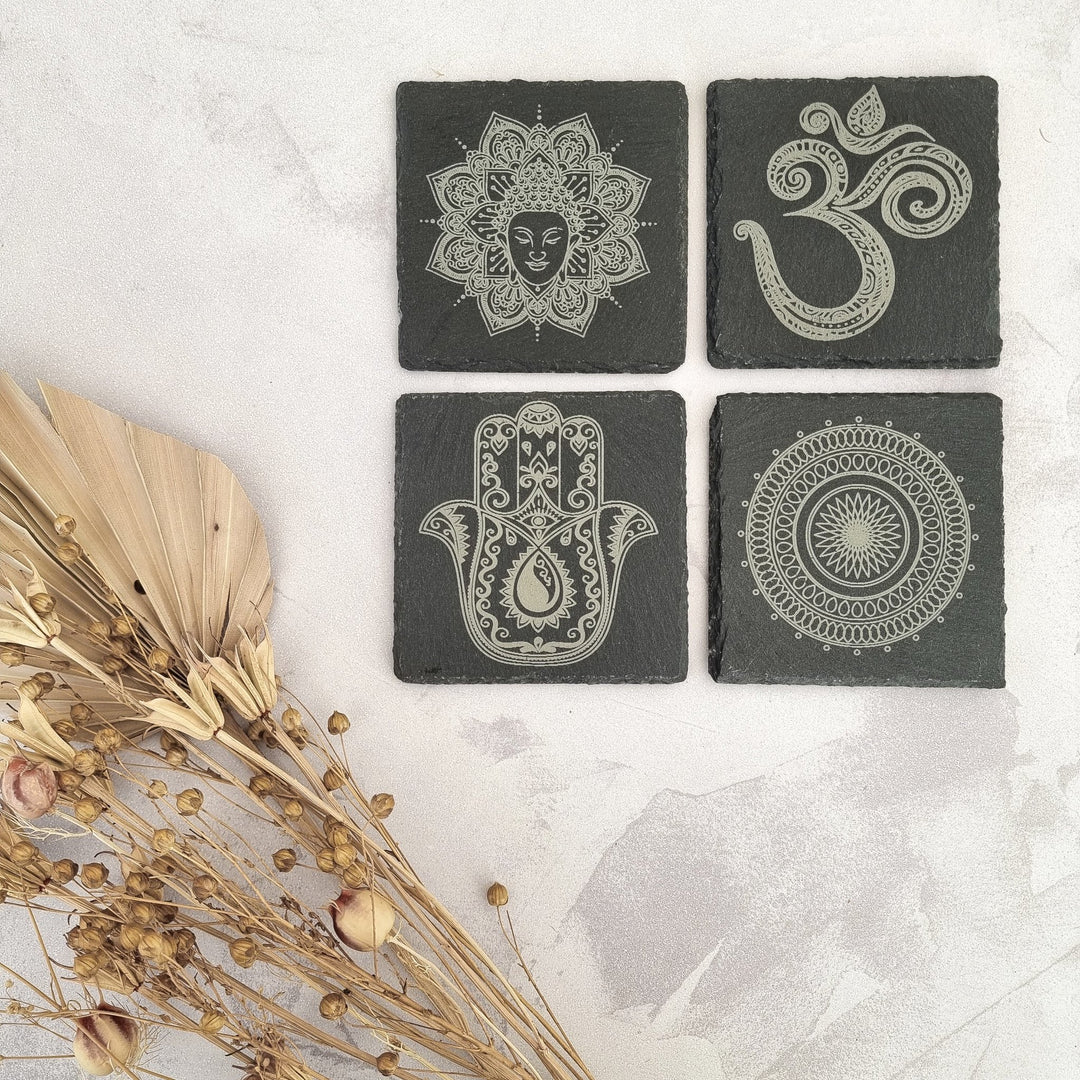 Yoga Meditation Slate Coasters - TilleyTree